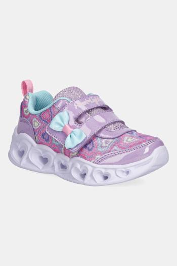 Detské tenisky Skechers S LIGHTS HEART LIGHTS fialová farba, 303258N