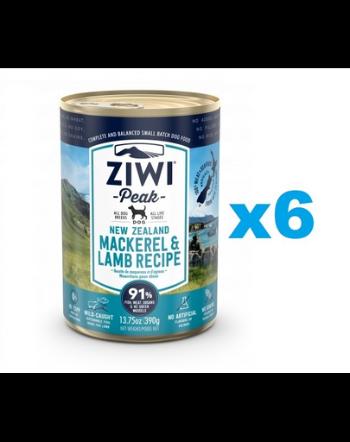 ZIWIPEAK Dog Mackerel&amp;Lamb miel si macrou 6x390 g conserve hrana caini