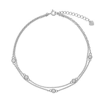 AGAIN Jewelry Brățară dublă din argint pe gleznă cu zirconiu AJNH0001