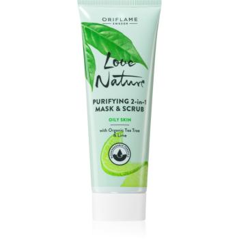 Oriflame Love Nature Organic Tea Tree & Lime masca e curatare si peeling pentru ten gras 75 ml