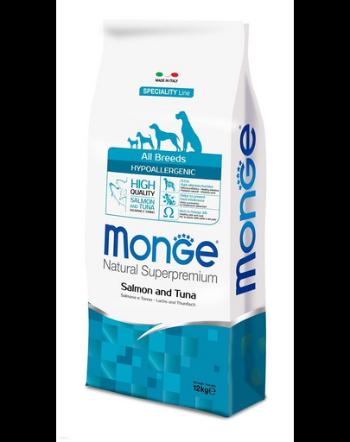 MONGE Hypoallergenic somon si ton hrana pentru caini 12kg