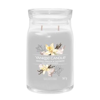 Yankee Candle Lumânare aromatică Signature sticlă verde Smoked Vanilla & Cashmere 567 g