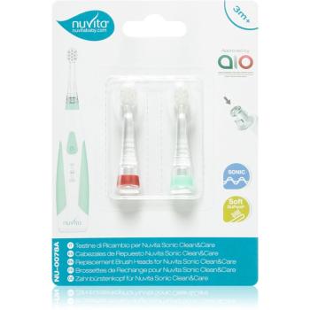 Nuvita Sonic Clean&Care Replacement Brush Heads Capete de schimb pentru baterie sonic periuta de dinti pentru bebeluși Sonic Clean&Care Small Red/Gree