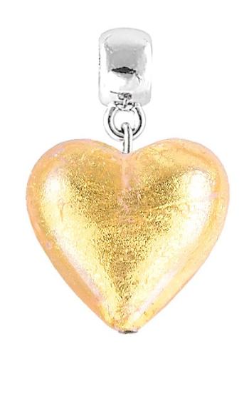 Lampglas Pandantiv luminos Golden Heart cu aur de 24 carate în perlă Lampglas S24