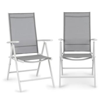 Blumfeldt Almeria Garden Chair, scaun pliabil, set de 2 bucăți, 56,5 x 107 x 68 cm, ComfortMesh, aluminiu, alb