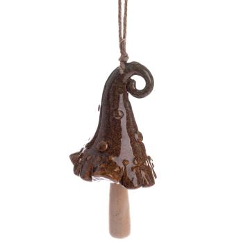 Clopot ceramic Pălărie maro, 38 x 9 cm, maro