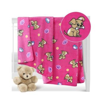 Bellatex Pătură pentru copii Ella Puppy roz , 100x 150 cm