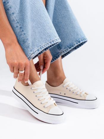 Adidași moderni bej pentru femei fără toc