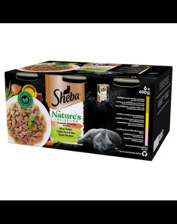 SHEBA Nature's Collection Conserve pisica 24x400 g cu pui si somon