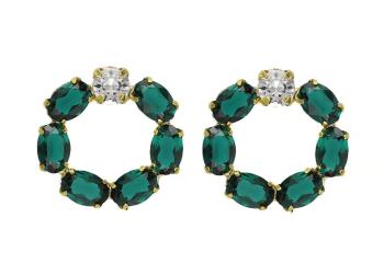 Victoria Cruz Oslnivé náušnice se zelenými krystaly Harmony A4688-20DT