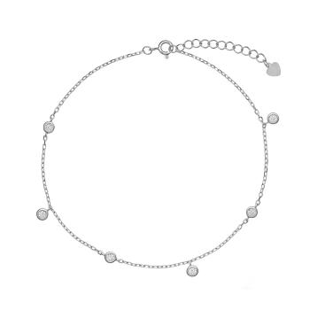 AGAIN Jewelry Brățară de picior elegantă, realizată din argint și încrustată cu zirconi strălucitori AJNH0005
