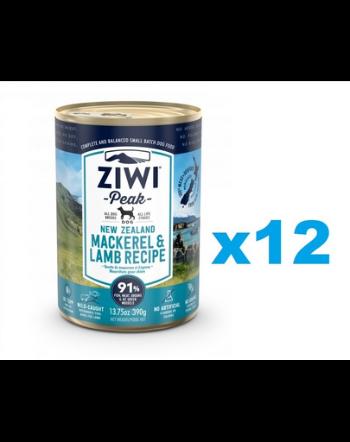 ZIWIPEAK Dog Mackerel&amp;Lamb 12 x 390 g macrou si miel pentru caini