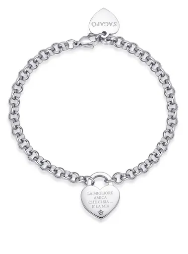 S'Agapõ Brățară frumoasă de prietenie din oțel cu inima Be My Always SBM80