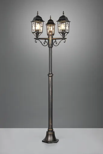 Lampadar de exterior Volturno, TRIO, 59x200 cm, 60W, 3x E27, aluminiu, ruginiu antic