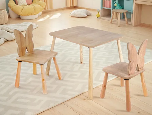Set masa si scaun pentru copii, Hanah Home, BLTYZ-AKTV062-1, Stejar