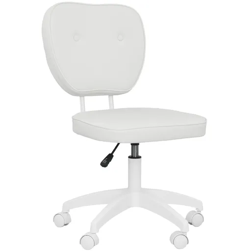 Vinsetto Scaun de birou fără brațe, fauteuil de birou, înălțime reglabilă, rotativ 360°, 46 x 59 x 82-92 cm, alb | Aosom Romania