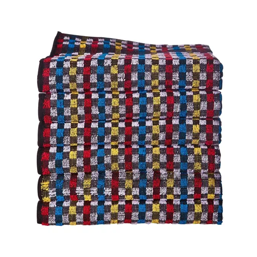 Prosoape mari din terry cu model în carouri, fundal negru, set de 6 sau 12