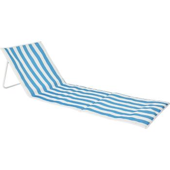 Șezlong de plajă cu spătar cu dungi, albastru, albastru