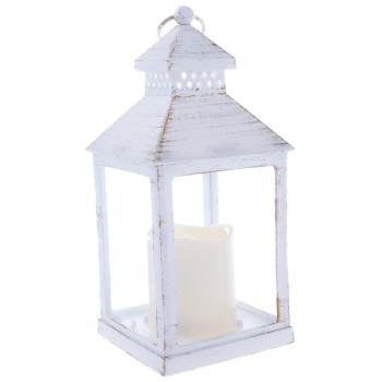 Lanternă cu lumânare LED Vintage, 10 x 20 x 10 cm,alb cald, plastic