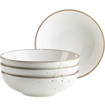 Mäser Set de 4 boluri Pintar Alb maro puncte 22 cm, maro
