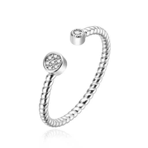 Agato Inel deschis fermecător din argint cu zirconii AGT-R69W 52 mm