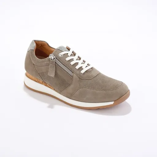 Adidași din piele cu fermoare, talpă din 2 materiale