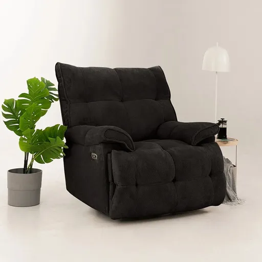 Fotoliu cu recliner, Atelier del Sofa, 752EST1515, Frame: 70% HORNBEAM/30% MELAMINE COATED CHIPBOARD, Negru