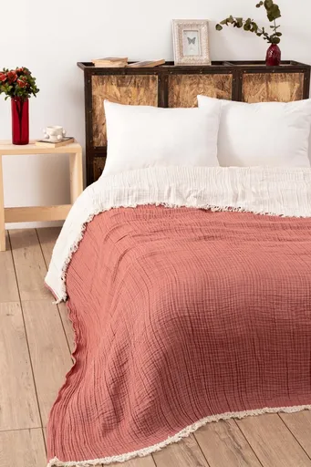 Cuvertura matlasata dubla, L'essentiel Maison, Muslin, Caramiziu