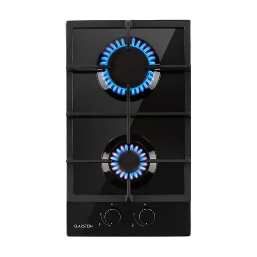 Klarstein Ignito Domino, plită de gaze, 2 arzătoare, arzător Sabaf, sticlă ceramică, negru