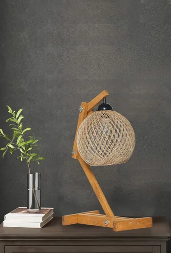 Lampa de masa, Opviq, 390FLH1764, Ecru / Maro