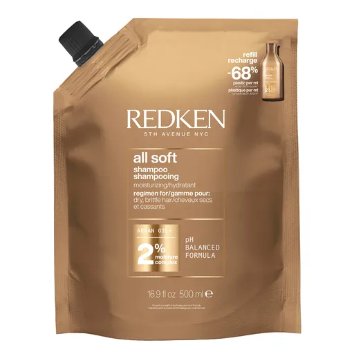 Redken Șampon de înmuiere pentru păr uscat și fragil All Soft (Shampoo) 500 ml - umplere de rezervă