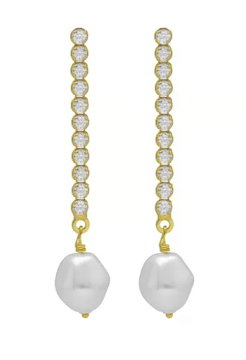 Victoria Cruz Cercei de lux cu cristale și perlă baroc Purpose A4666-07DT