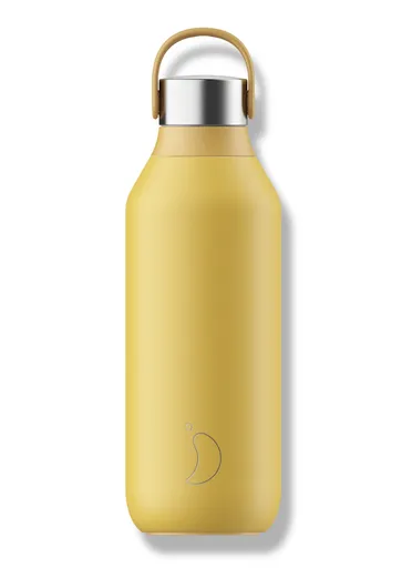 Sticlă termos Chilly's Bottles - galben polen 500ml, colecția Series 2