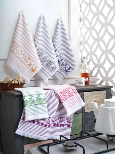 Set prosoape, L'essentiel Maison, Pecete, Alb / Albastru închis / Gri / Roz / Violet / Verde / Galben