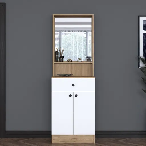 Cuier de perete, Hanah Home, P6, 60x182.8x35.5 cm, Nuc/Alb