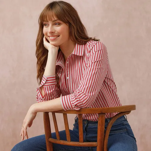 Cămașă cu dungi și nasturi