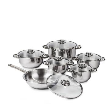 4Home set oale inox cu capac sticlă Destiny, 12 piese