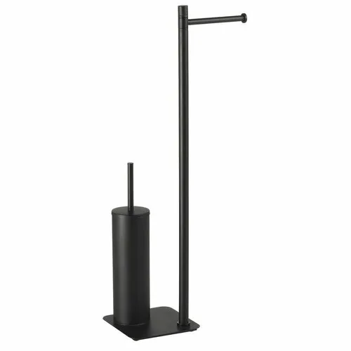 GEDY 113214 Artu suport cu suport pentru hârtieigienică și perie de toaletă, pătrat, negru mat, negru