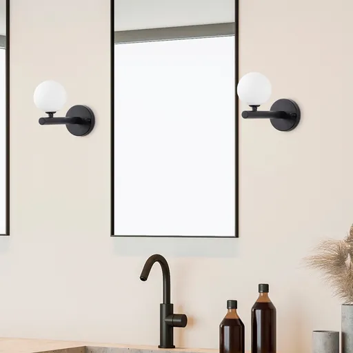 Aplica de perete, Opviq, 942FLG1280, Alb/Negru