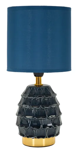 Lampa de masa Pigny, Mauro Ferretti, 1 x E14, 40W, 15x30.5 cm, ceramica/fier/textil, albastru