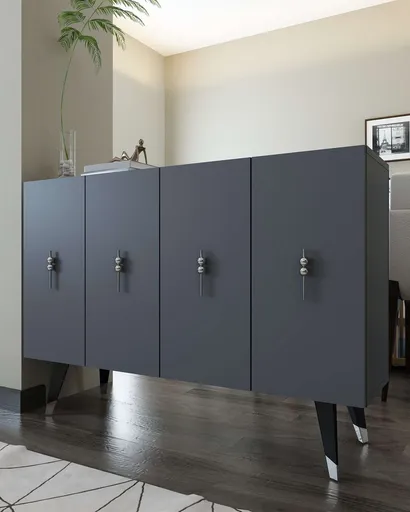 Consola, Hanah Home, 8167KM-32, 120x80x29.6 cm, PAL , Antracit / Argintiu