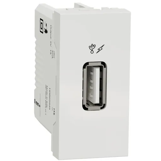 Priza incarcare USB 1A 1 modul Schneider Noua Unica NU342818, alb