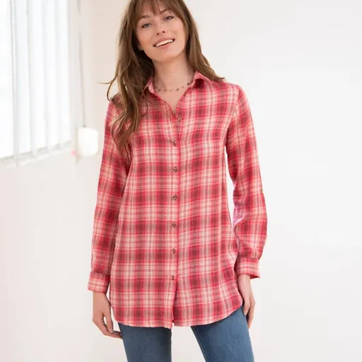 Cămașă lungă din flanel în carouri