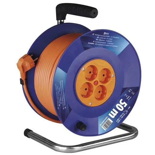 Prelungitor pe tambur 50m 3X1.5 4 prize Emos P09250