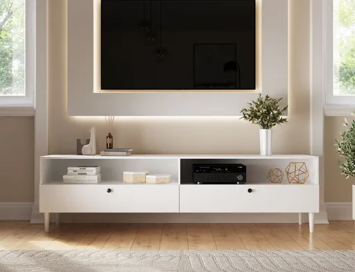 Comoda TV ELTAP, Dullum, 200x40x58 cm, PAL/PVC, alb