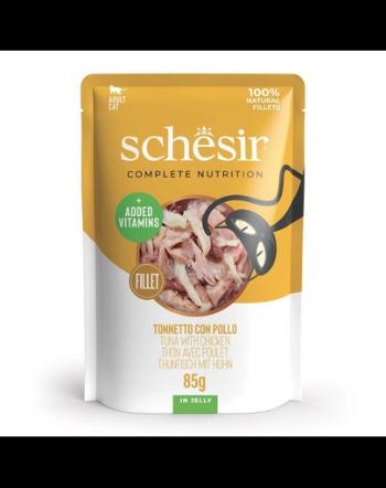 SCHESIR Hrana umeda pentru pisicile adulte, cu ton si pui, 85 g