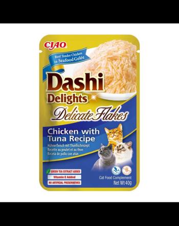 INABA Cat Dashi Delights Delicate Flakes pui si ton 40g hrana umeda pisica