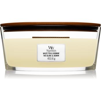 Woodwick White Tea & Jasmine lumânare parfumată cu fitil din lemn (hearthwick) 453.6 g