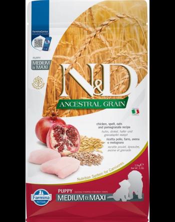 FARMINA N&amp;D Ancestral Grain Dog Hrana uscata pentru catei de talie mica si medie, cu pui si ovaz 2,5 kg