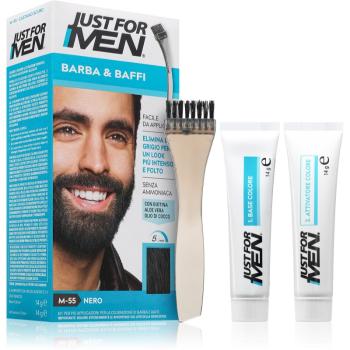 Just for Men Men Moustache & Beard vopsea pentru barbă pentru acoperirea firelor albe culoare M-55 Black 1 buc